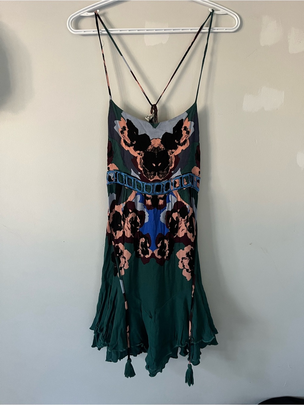Free People “intimately” Teal Floral sweet lucy slip Mini Dress - Picture 2 of 12